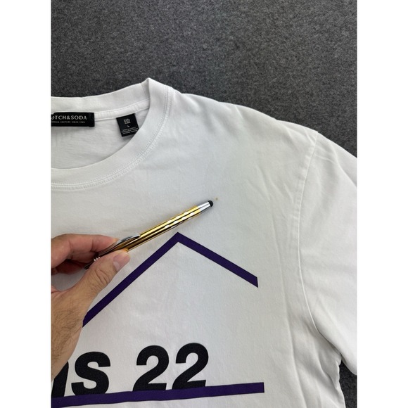 Scotch & Soda Mens White Graphic T Shirt Size Large AMS 22 Head For The Hills SS - Picture 6 of 16